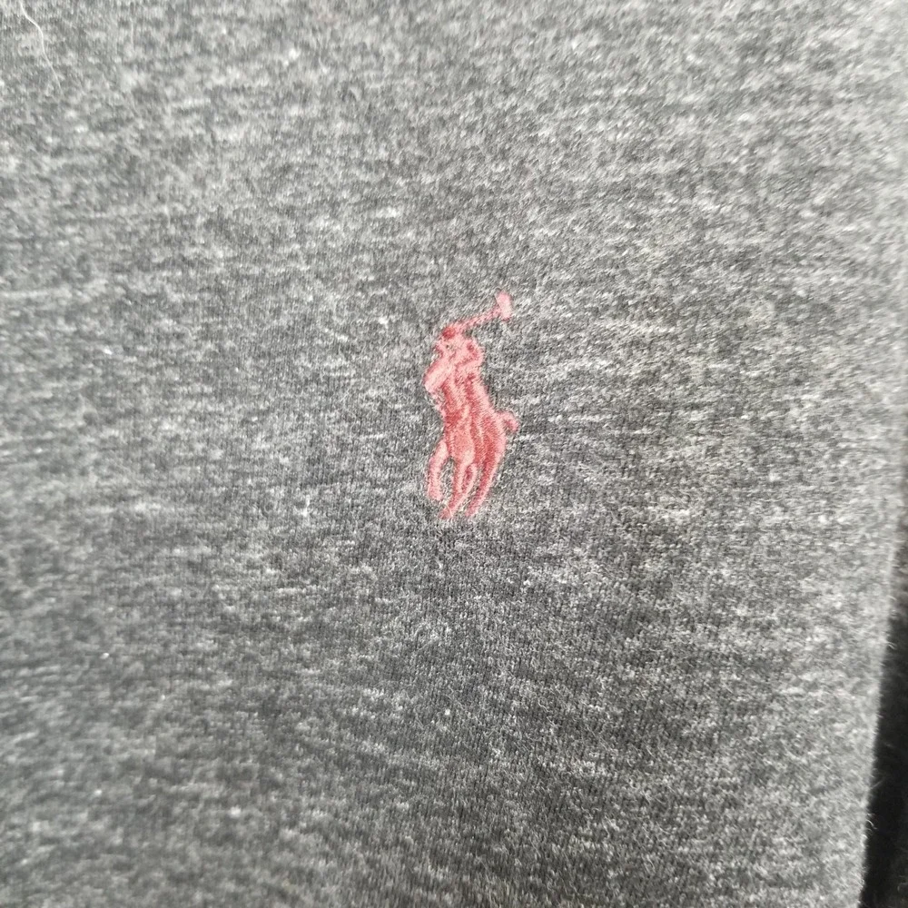 Mens Ralph Lauren Long Sleeve TShirt Heather Gray Large Custom Slim Fit Red Pony